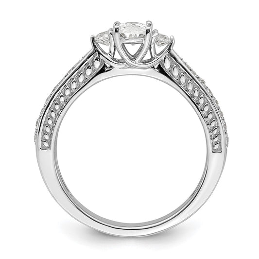 14k White Gold Three Stone Semi-Mount Including 2-2.4mm Side Stones Engagement Ring