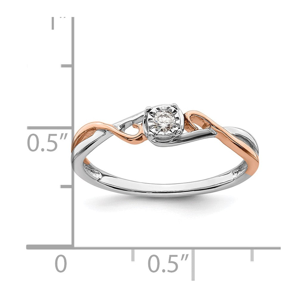 First Promise 14k White and Rose Gold Criss-Cross 1/20 carat Round Diamond Complete Promise/Engagement Ring