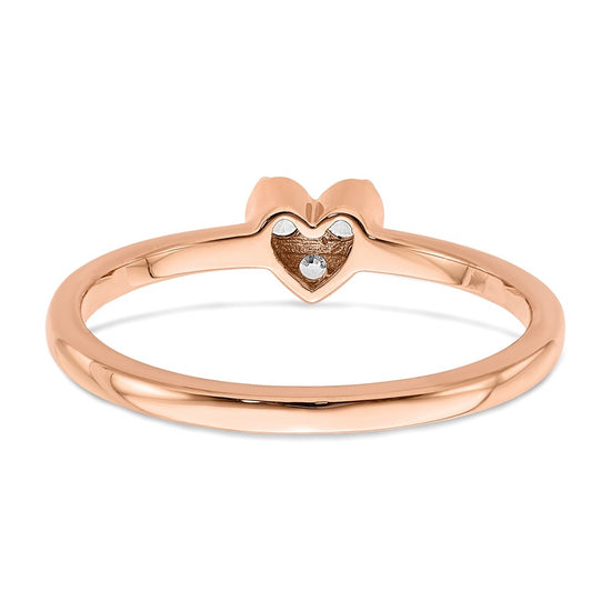 First Promise 14k Rose Gold Heart 1/8 carat Round Diamond Complete Promise/Engagement Ring