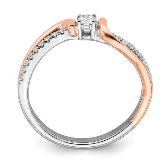First Promise 14k White and Rose Gold Bypass 1/5 carat Round Diamond Complete Promise/Engagement Ring