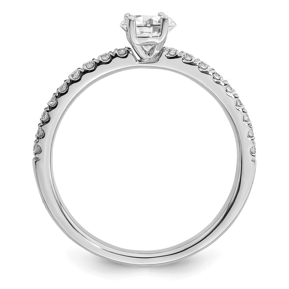14k White Gold 1/2 carat Lab Grown Diamond VS/SI+ G+ Complete Round Size 7 Engagement Ring