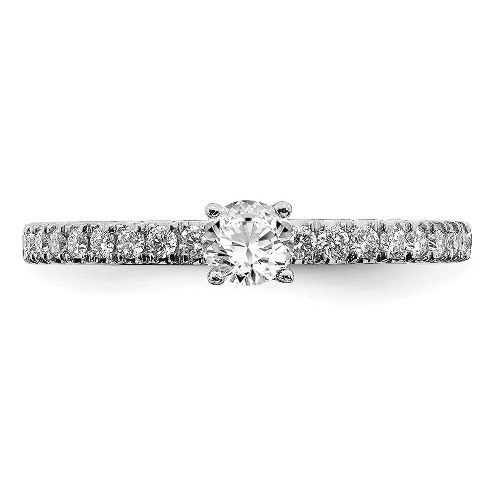 14k White Gold 1/2 carat Lab Grown Diamond VS/SI+ G+ Complete Round Size 7 Engagement Ring