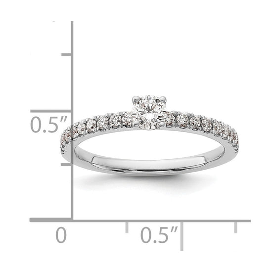 14k White Gold 1/2 carat Lab Grown Diamond VS/SI+ G+ Complete Round Size 7 Engagement Ring