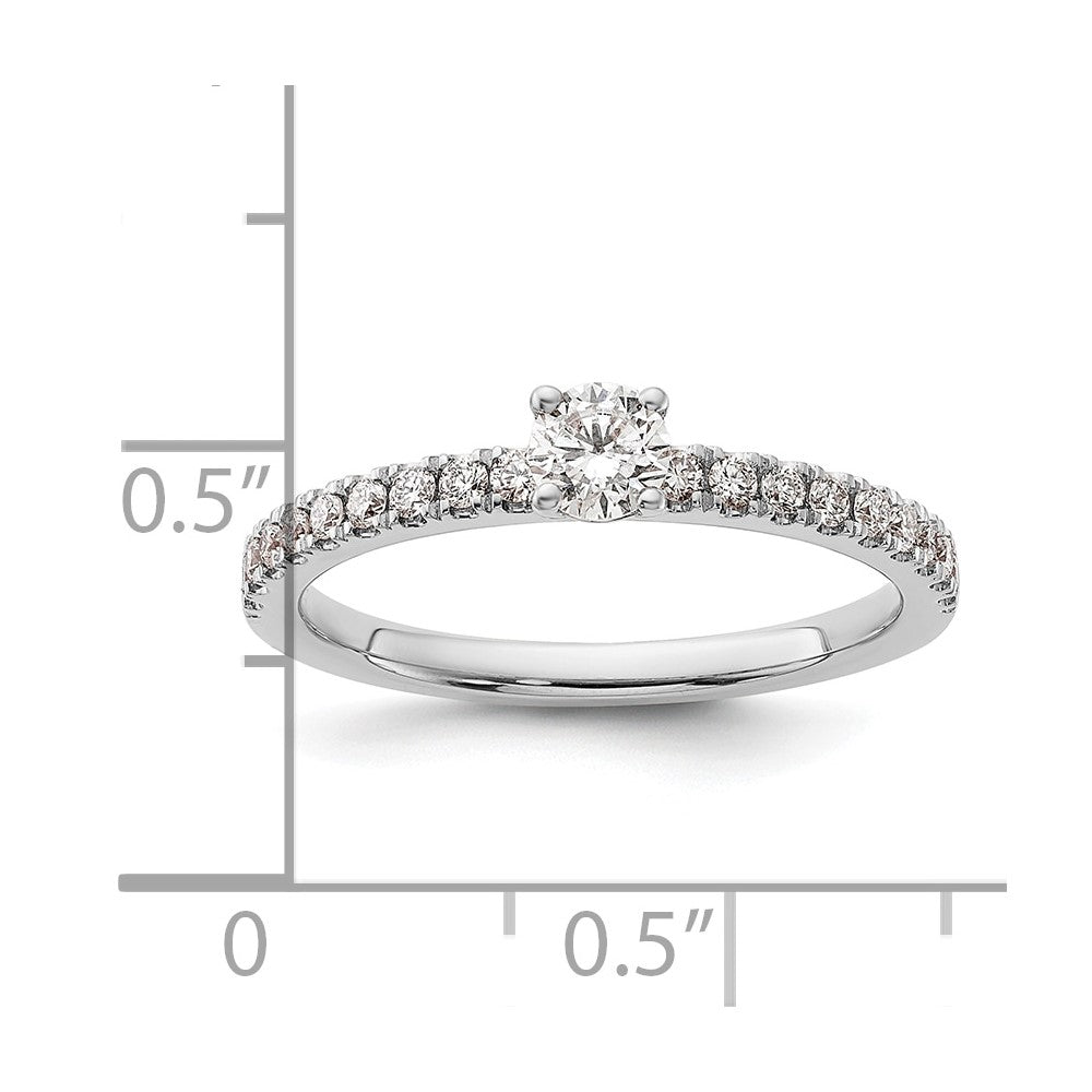 14k White Gold 1/2 carat Lab Grown Diamond VS/SI+ G+ Complete Round Size 7 Engagement Ring