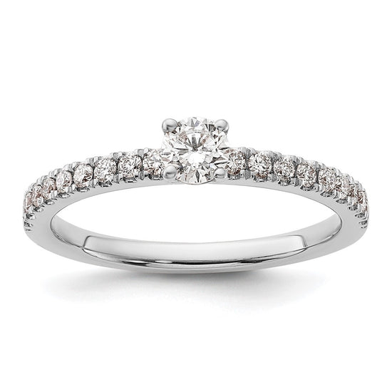 14k White Gold 1/2 carat Lab Grown Diamond VS/SI+ G+ Complete Round Size 7 Engagement Ring