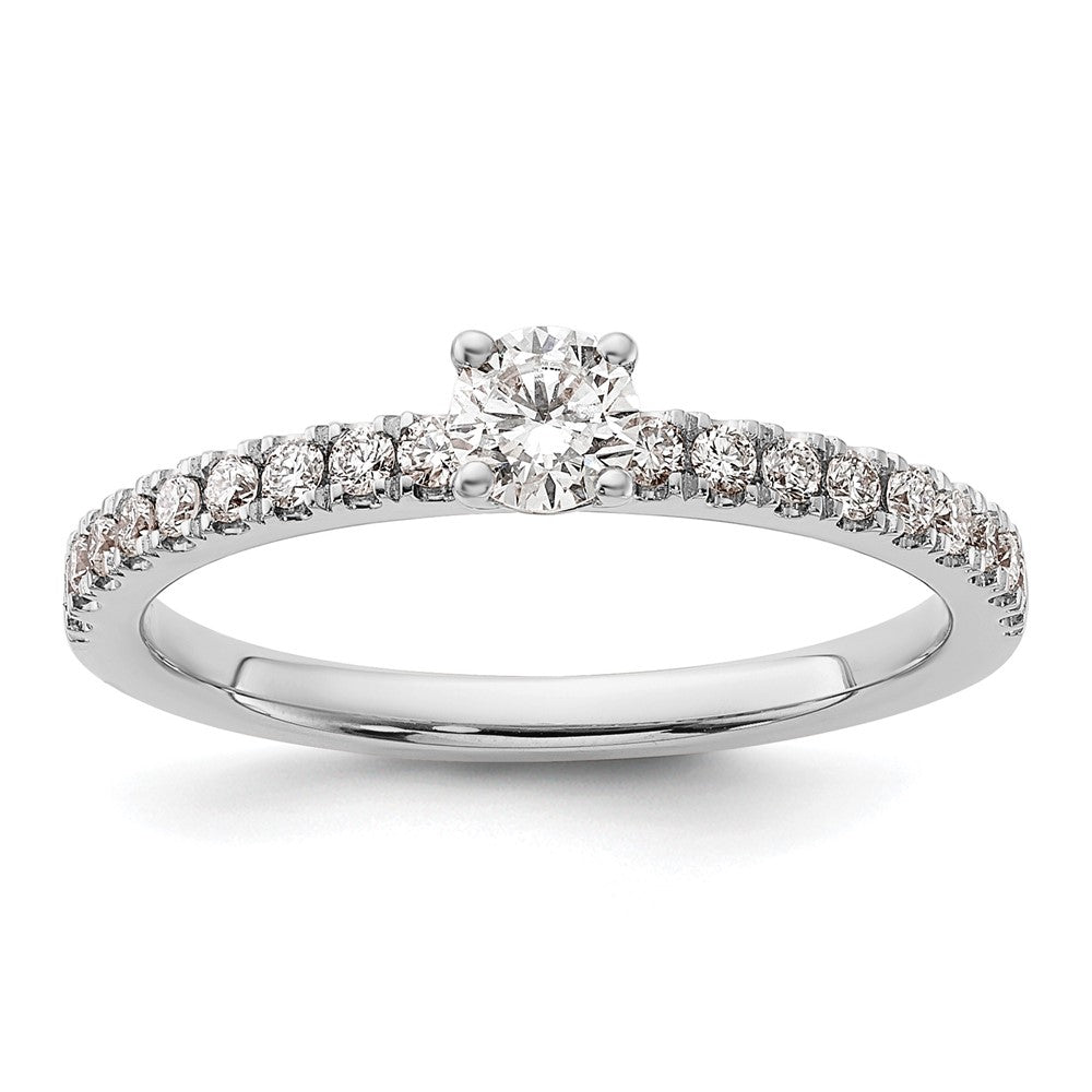 14k White Gold 1/2 carat Lab Grown Diamond VS/SI+ G+ Complete Round Size 7 Engagement Ring