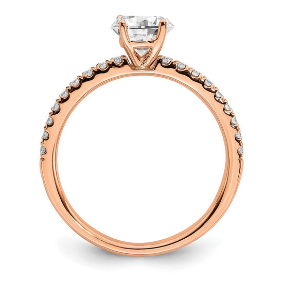 14k Rose Gold 3/4 carat Lab Grown Diamond VS/SI+ G+ Semi Mount Round Size 5 Engagement Ring