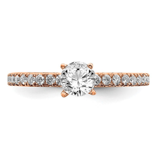 14k Rose Gold 3/4 carat Lab Grown Diamond VS/SI+ G+ Semi Mount Round Size 5 Engagement Ring