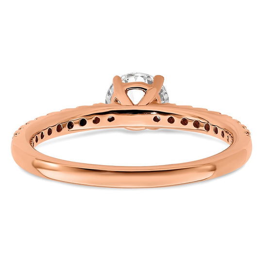 14k Rose Gold 3/4 carat Lab Grown Diamond VS/SI+ G+ Semi Mount Round Size 5 Engagement Ring