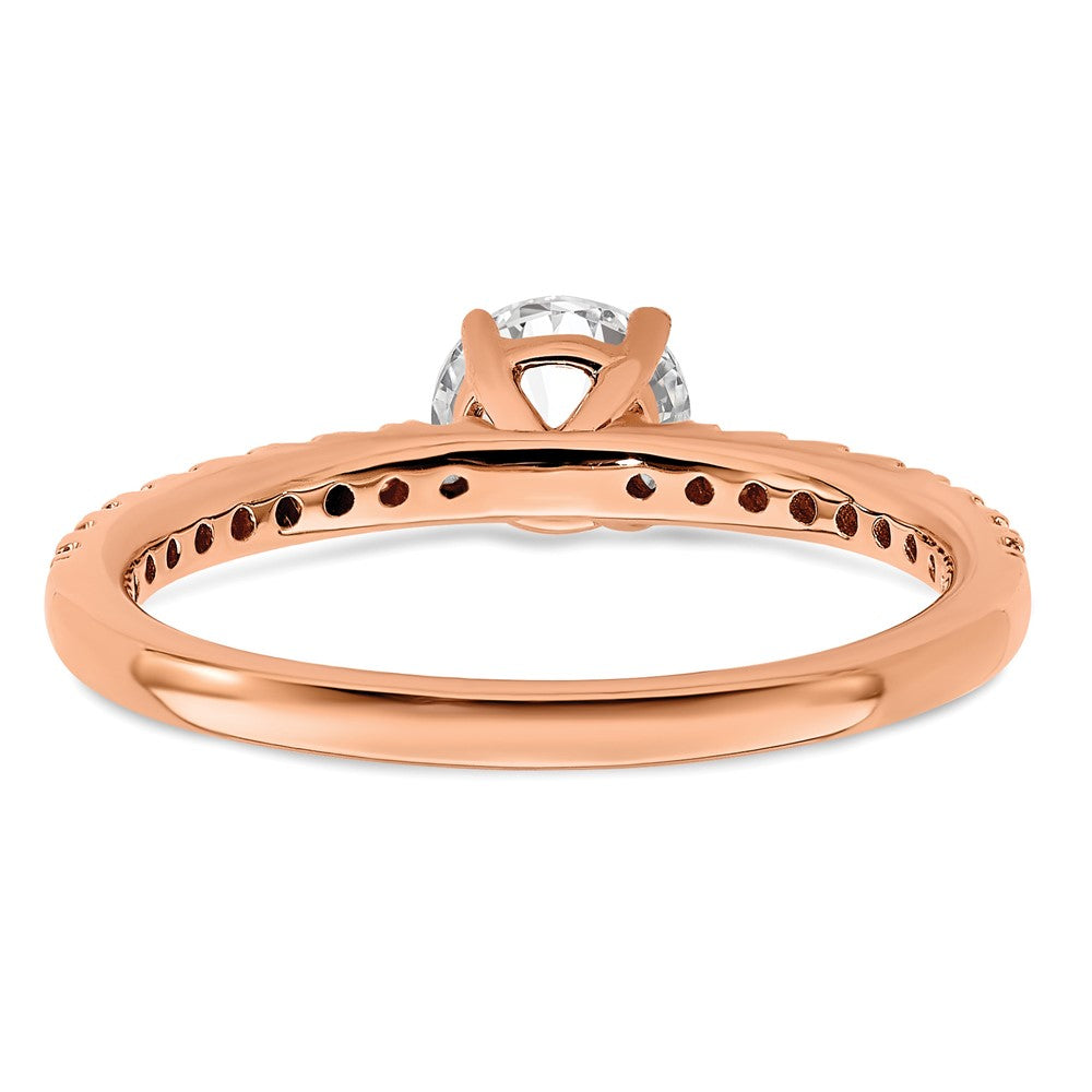 14k Rose Gold 3/4 carat Lab Grown Diamond VS/SI+ G+ Semi Mount Round Size 5 Engagement Ring