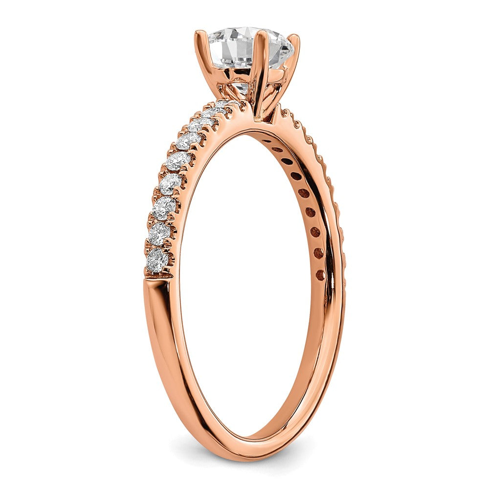 14k Rose Gold 3/4 carat Lab Grown Diamond VS/SI+ G+ Semi Mount Round Size 5 Engagement Ring