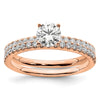 14k Rose Gold 3/4 carat Lab Grown Diamond VS/SI+ G+ Semi Mount Round Size 5 Engagement Ring