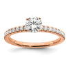 14k Rose Gold 3/4 carat Lab Grown Diamond VS/SI+ G+ Semi Mount Round Size 5 Engagement Ring