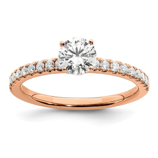 14k Rose Gold 3/4 carat Lab Grown Diamond VS/SI+ G+ Semi Mount Round Size 5 Engagement Ring