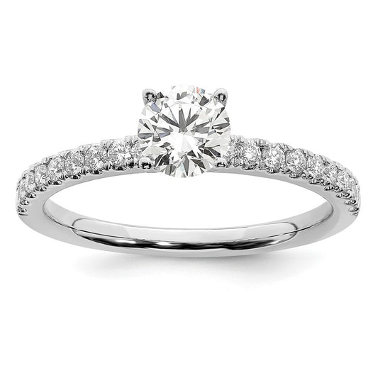 14k White Gold 1/2 carat Lab Grown Diamond VS/SI+ G+ Complete Round Size 6 Engagement Ring