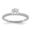 14k White Gold 3/4 carat Lab Grown Diamond VS/SI+ G+ Semi Mount Round Size 6 Engagement Ring