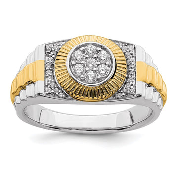 10k Two-Tone 1/3 carat Lab Grown Diamond VS/SI+ G+ Complete Men's Ring