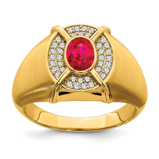 14k Ruby and Diamond Mens Ring