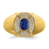 14k Sapphire and Diamond Mens Ring
