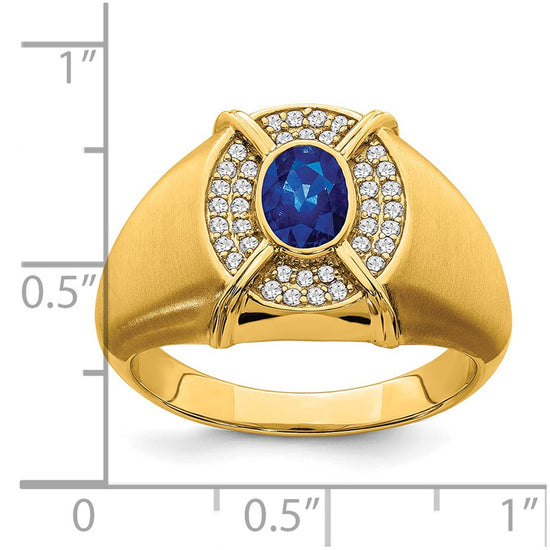14k Sapphire and Diamond Mens Ring
