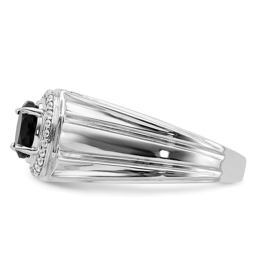 14k Onyx and Diamond Mens Ring