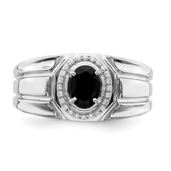 14k Onyx and Diamond Mens Ring
