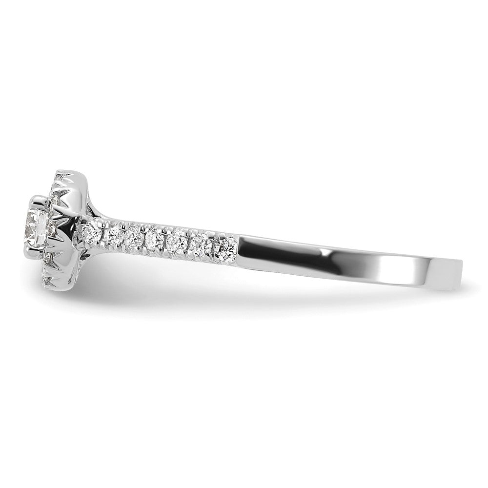 14k White Gold 1/2 carat Lab Grown Diamond VS/SI+ G+ Round Complete Halo Engagement Ring