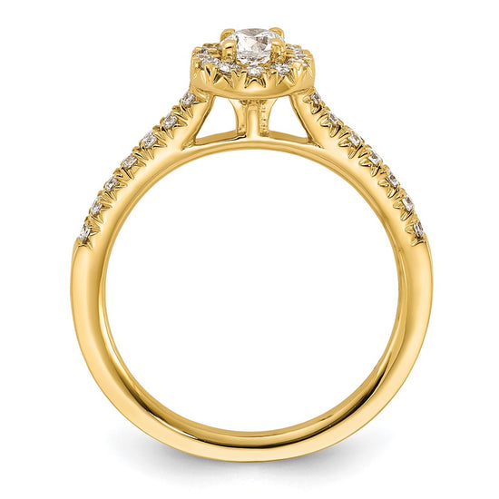 14k 1/2 carat Lab Grown Diamond VS/SI+ G+ Round Complete Halo Engagement Ring