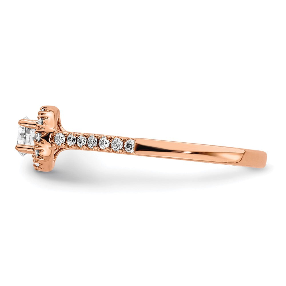 14k Rose Gold 3/4 carat Lab Grown Diamond VS/SI+ G+ Round Complete Halo Engagement Ring