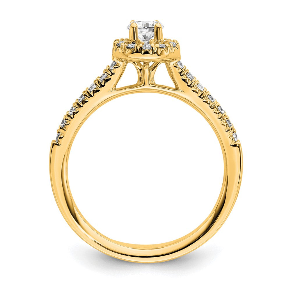 14k 3/4 carat Lab Grown Diamond VS/SI+ G+ Round Complete Halo Engagement Ring