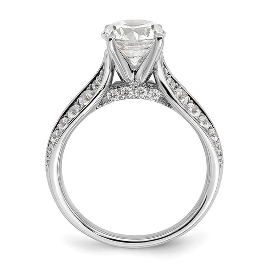 14k White Gold 5/8 carat Lab Grown Diamond VS/SI+ G+ 1 1/2 carat Center Round Semi Mount Shared Prong Engagement Ring