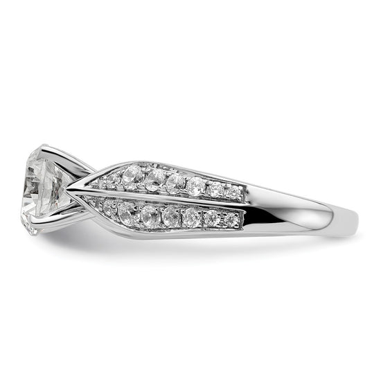 14k White Gold 5/8 carat Lab Grown Diamond VS/SI+ G+ 1 1/2 carat Center Round Semi Mount Shared Prong Engagement Ring