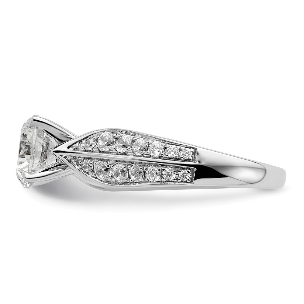 14k White Gold 5/8 carat Lab Grown Diamond VS/SI+ G+ 1 1/2 carat Center Round Semi Mount Shared Prong Engagement Ring