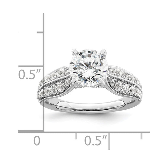 14k White Gold 5/8 carat Lab Grown Diamond VS/SI+ G+ 1 1/2 carat Center Round Semi Mount Shared Prong Engagement Ring