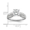 14k White Gold 5/8 carat Lab Grown Diamond VS/SI+ G+ 1 1/2 carat Center Round Semi Mount Shared Prong Engagement Ring