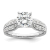 14k White Gold 5/8 carat Lab Grown Diamond VS/SI+ G+ 1 1/2 carat Center Round Semi Mount Shared Prong Engagement Ring