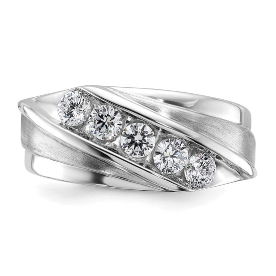 10k White Gold 3/4 carat Lab Grown Diamond VS/SI+ G+ Five Stone Complete Men's Ring