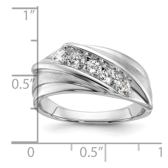 10k White Gold 3/4 carat Lab Grown Diamond VS/SI+ G+ Five Stone Complete Men's Ring
