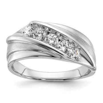 10k White Gold 3/4 carat Lab Grown Diamond VS/SI+ G+ Five Stone Complete Men's Ring