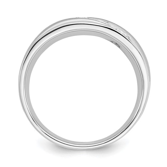 14k 5/8 carat White Gold Lab Grown Diamond VS/SI+ G+ Three Stone Complete Men's Ring