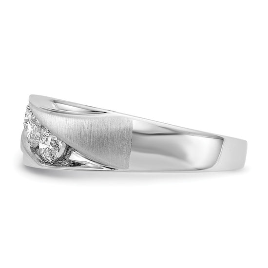 14k 5/8 carat White Gold Lab Grown Diamond VS/SI+ G+ Three Stone Complete Men's Ring