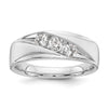 14k 5/8 carat White Gold Lab Grown Diamond VS/SI+ G+ Three Stone Complete Men's Ring