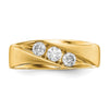 14k 5/8 carat Lab Grown Diamond VS/SI+ G+ Three Stone Complete Men's Ring