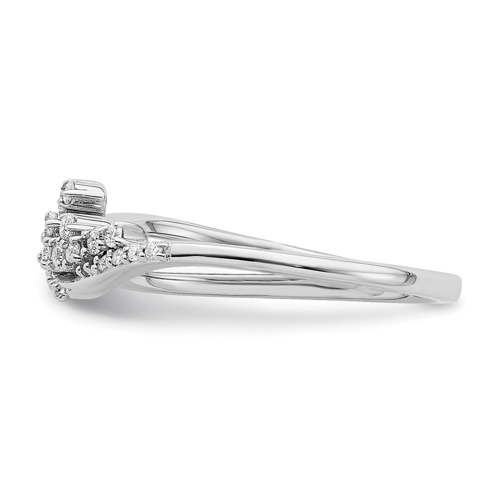 14k White Gold Polished Fancy Florina Wave 1/6 carat Diamond Ring