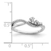 14k White Gold Polished Fancy Florina Wave 1/6 carat Diamond Ring