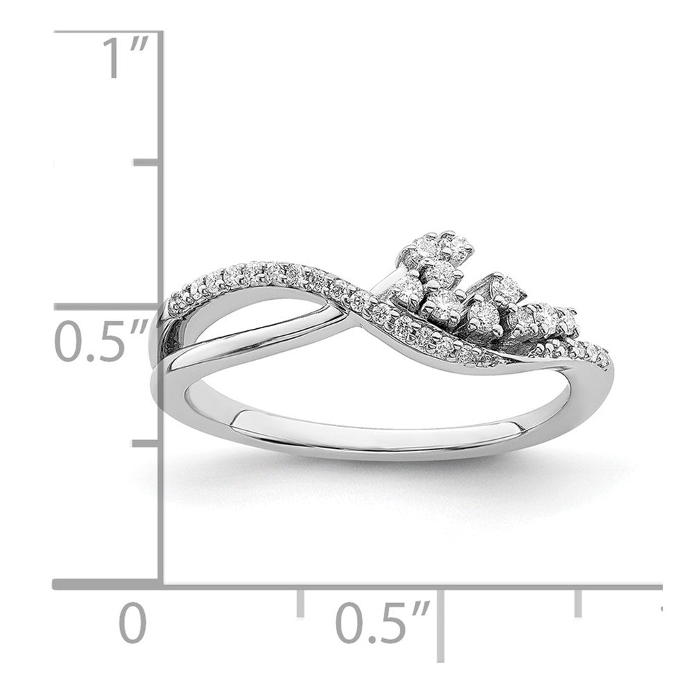 14k White Gold Polished Fancy Florina Wave 1/6 carat Diamond Ring