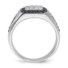 10k White Gold 3/8 carat Lab Grown Diamond VS/SI+ G+ and Lab Created Blue Sapphire Men's Ring