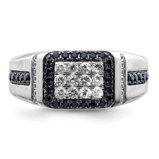 10k White Gold 3/8 carat Lab Grown Diamond VS/SI+ G+ and Lab Created Blue Sapphire Men's Ring