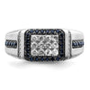 10k White Gold 3/8 carat Lab Grown Diamond VS/SI+ G+ and Lab Created Blue Sapphire Men's Ring