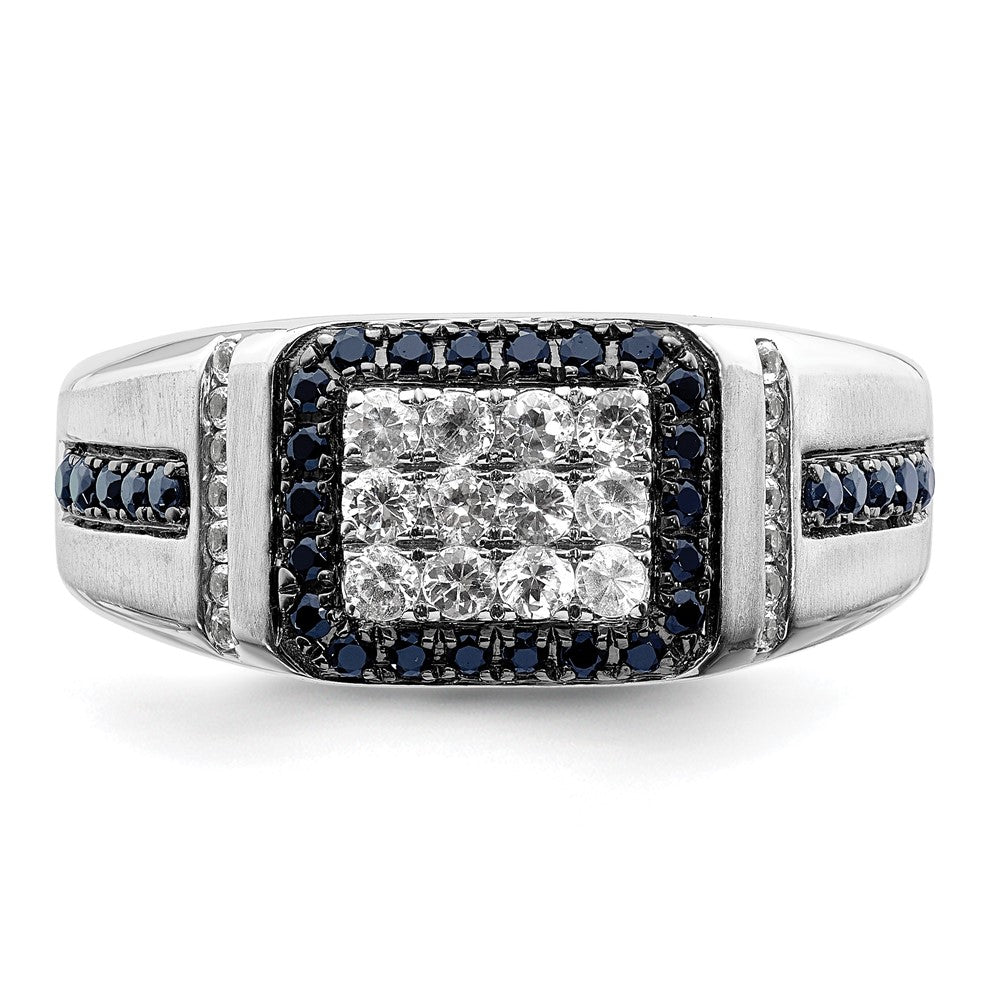 10k White Gold 3/8 carat Lab Grown Diamond VS/SI+ G+ and Lab Created Blue Sapphire Men's Ring